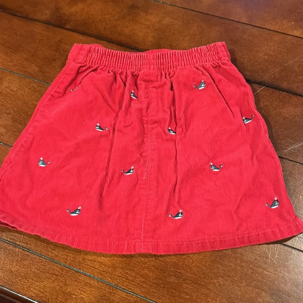 Gymboree Whale Watching (2003 line) Red Embroidered Corduroy Skirt Size 4